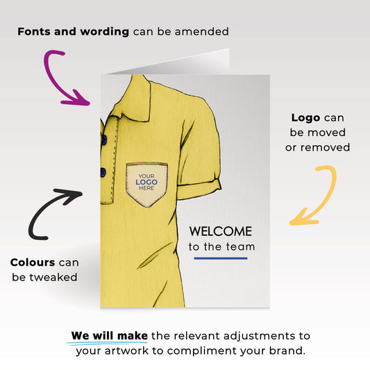 ‘Casual T-shirt’ Personalised Corporate Branded Welcome Greeting Cards image 1