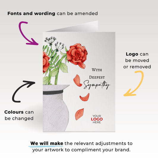 ‘Falling Petals’ Personalised Corporate Branded Health Care Greeting Cards image 1