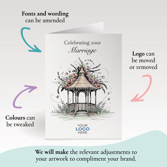 ‘Wedding Gazebo' Personalised Corporate Branded Wedding Greeting Cards image 1