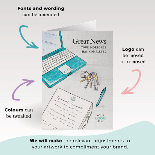 Documents & Laptop' Personalised Corporate Branded Property Greeting Cards image 1