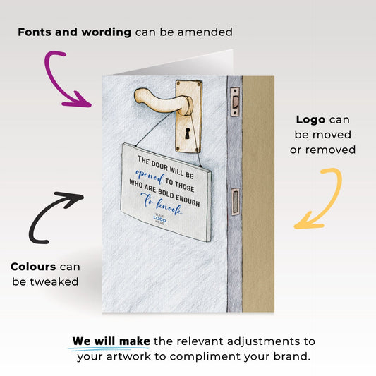 Sign on Door' Personalised Corporate Branded New Job Greeting Cards image 1