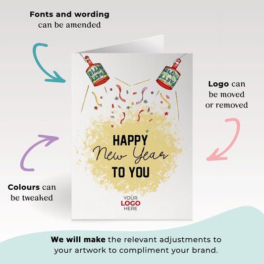 Party Poppers' Personalised Corporate Branded New Year Greeting Cards image 1