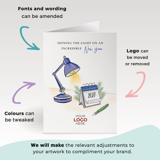 #412 - ‘Shining New Year' Personalised Branded New Year Cards