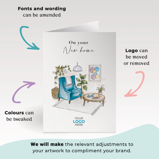 Cosy Living Room' Personalised Corporate Branded Property Greeting Cards image 1