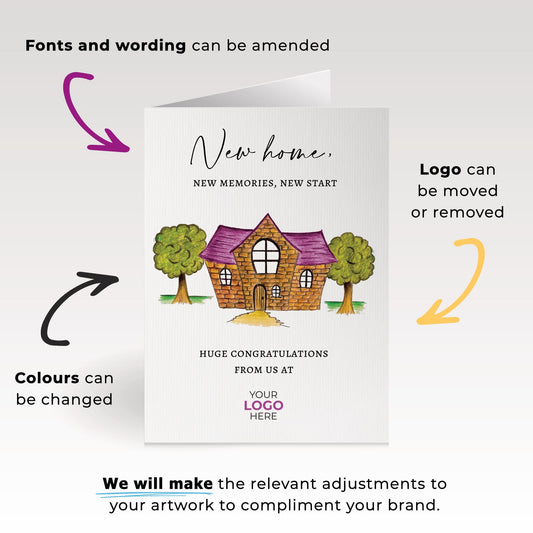 ‘Coloured Roof’ Personalised Corporate Branded Property Greeting Cards image 1