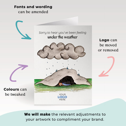 ‘Under the Weather’ Personalised Corporate Branded Get Well Soon Greeting Cards image 1