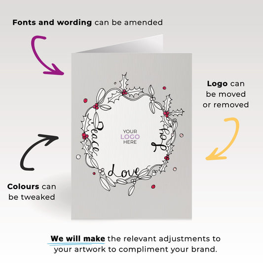 ‘Peace, Love & Joy’ Customised Corporate Christmas Cards image 1