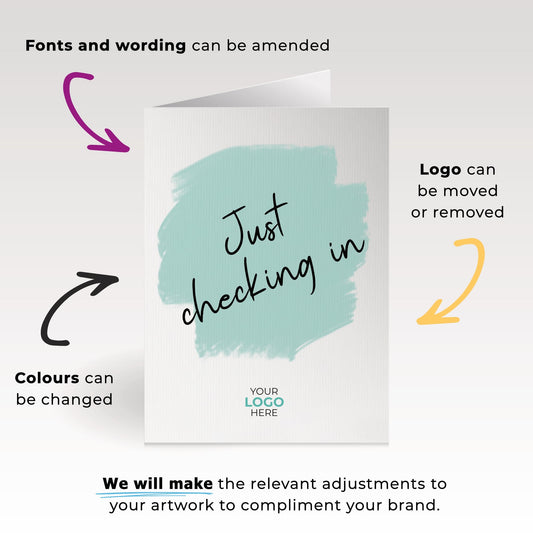 ‘Coloured Swipe’ Personalised Corporate Branded Checking In Greeting Cards image 1