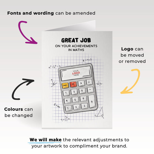‘Calculator’ Personalised Corporate Branded Education Greeting Cards image 1