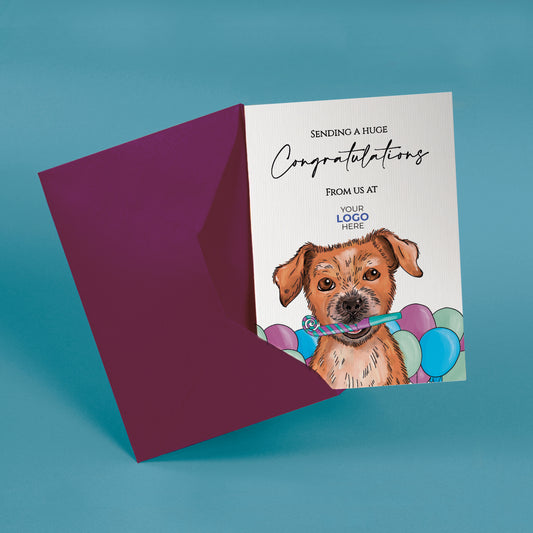 ‘Dog with Party Whistle & Balloons' Business All About Dogs Cards image 1