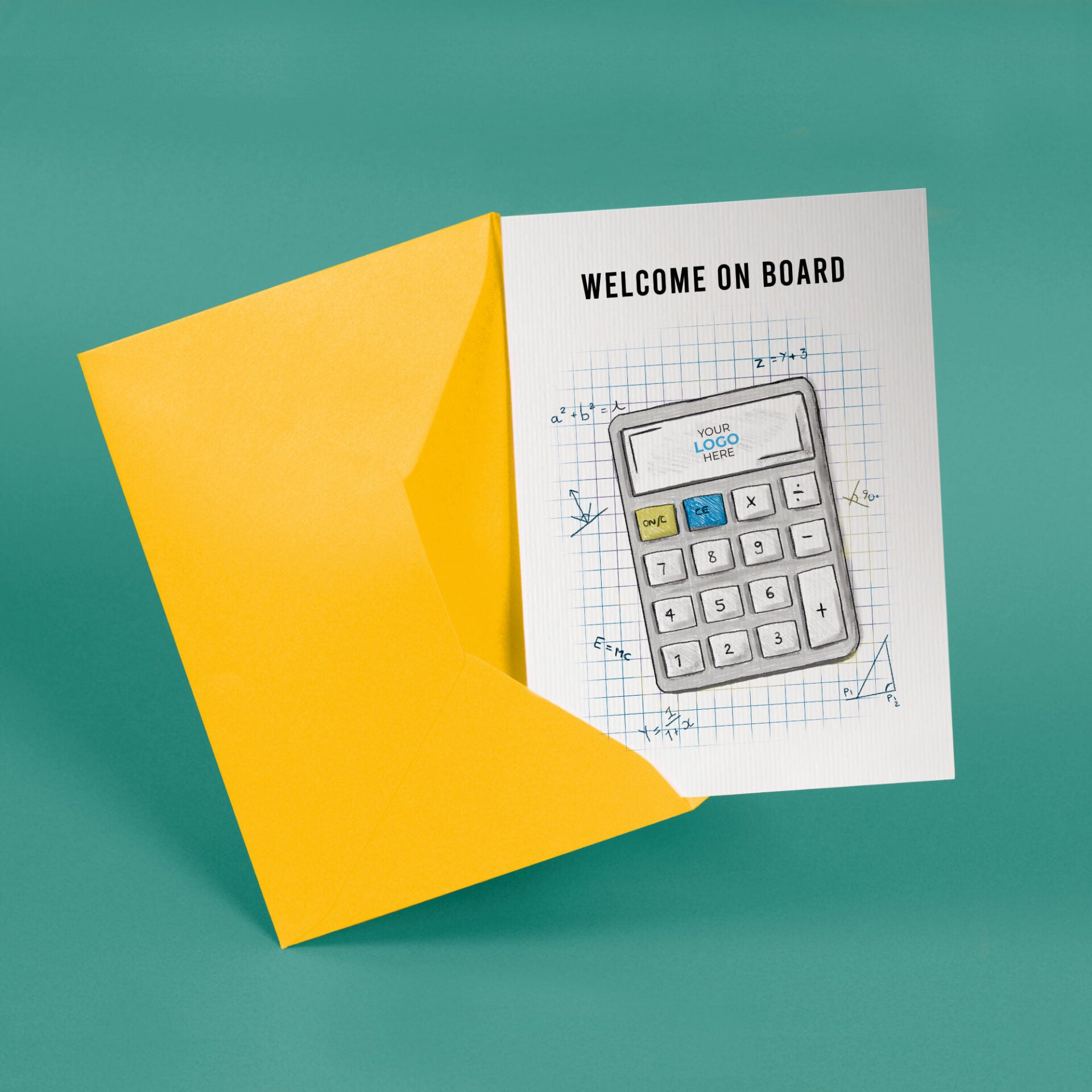 ‘Calculator’ Personalised Corporate Branded Welcome Greeting Cards image 2