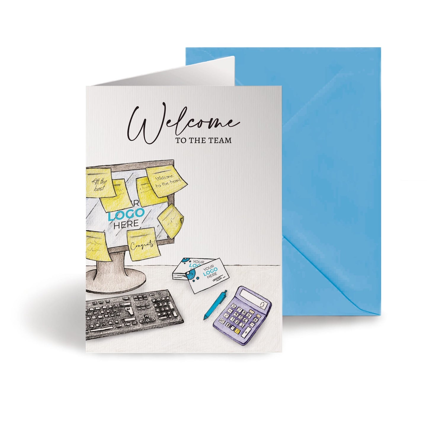‘Sticky Notes’ Personalised Corporate Branded Welcome Greeting Cards image 0