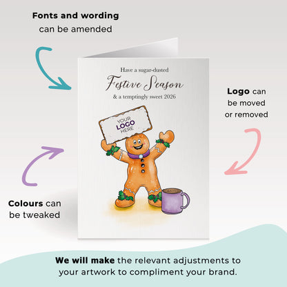 ‘Gingerbread Man & Mug' Personalised Company Christmas Cards image 2