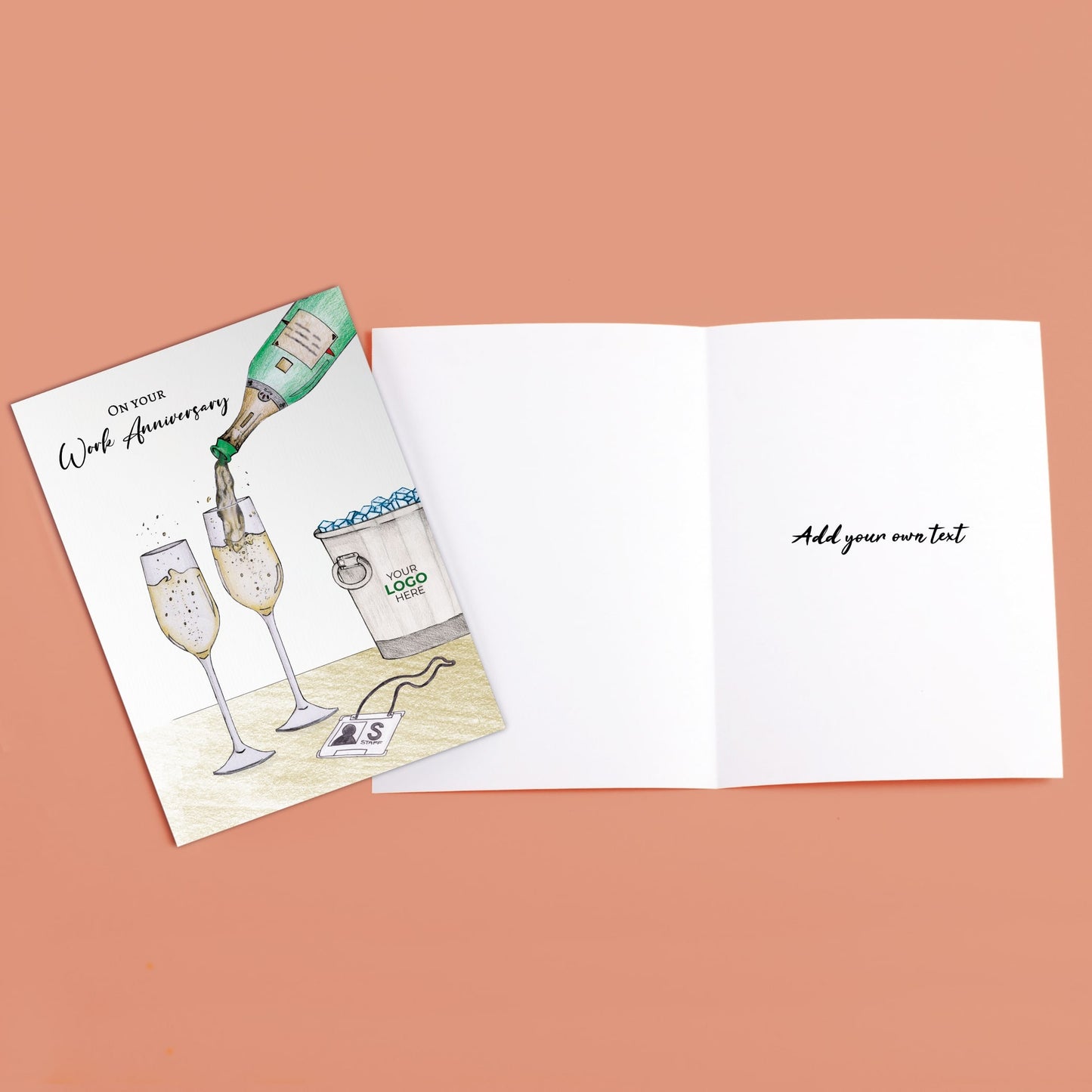 ‘Pouring Champagne’ Personalised Corporate Branded New Job Greeting Cards image 3
