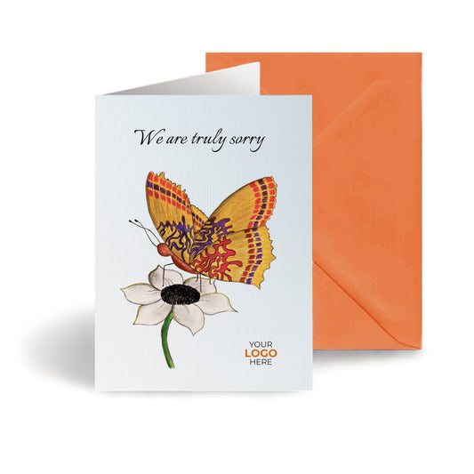 ‘Butterfly on Flower’ Personalised Corporate Branded Sympathy Greeting Cards image 0