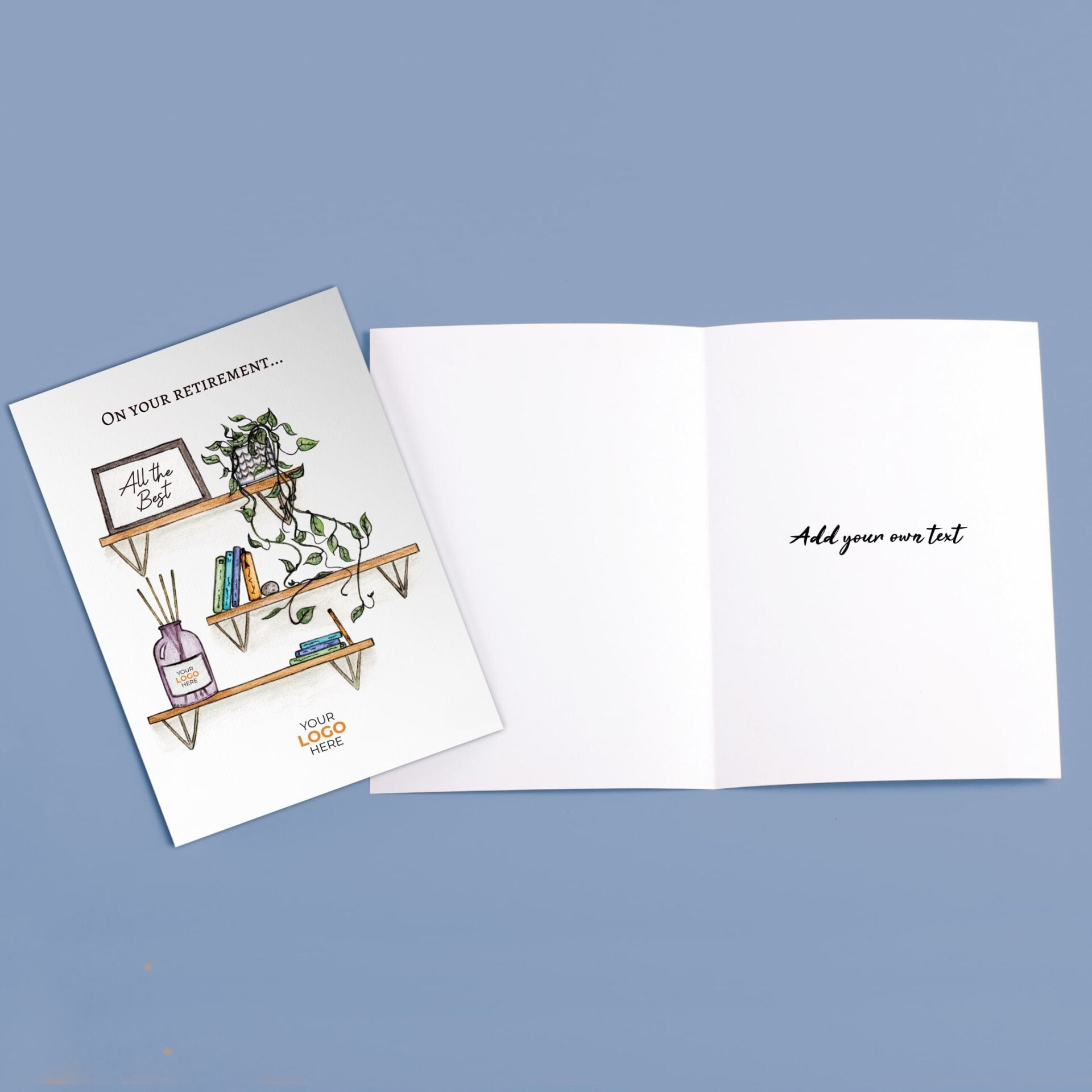 ‘Shelves’ Personalised Corporate Branded Retirement Greeting Cards image 2