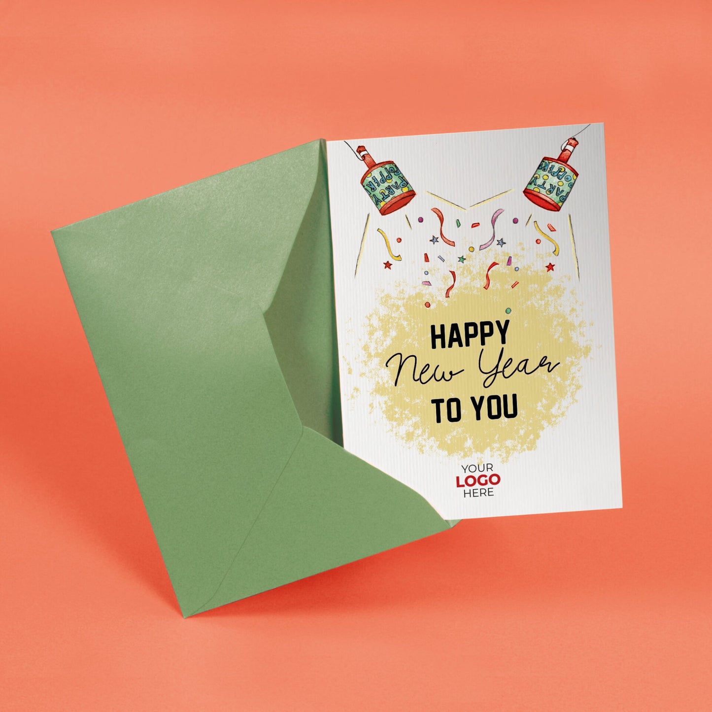 Party Poppers' Personalised Corporate Branded New Year Greeting Cards image 2