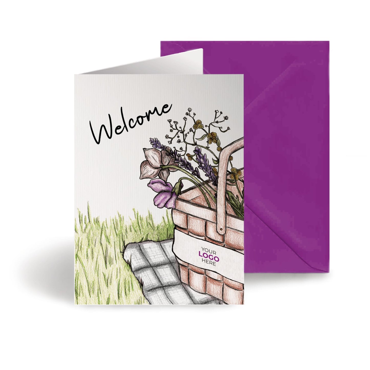 ‘Picnic Basket’ Personalised Corporate Branded Welcome Greeting Cards image 0