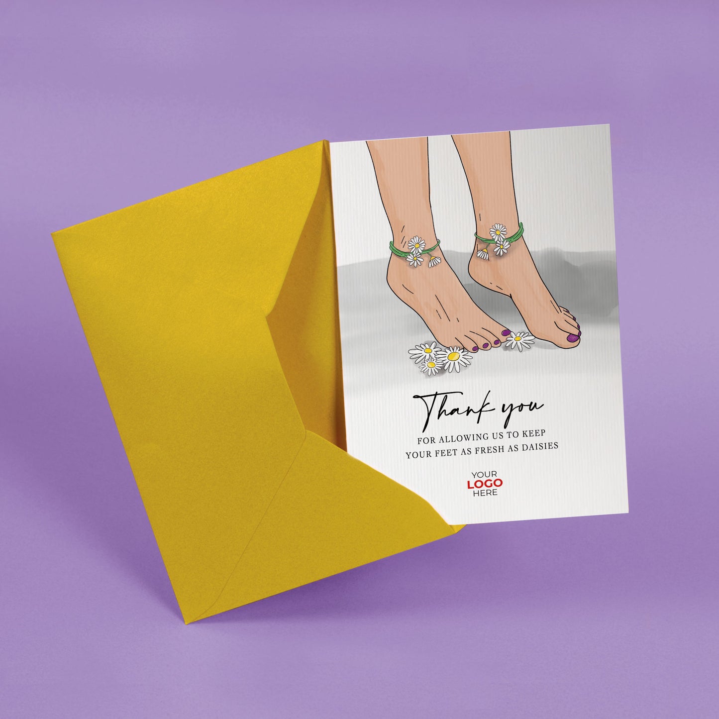 ‘Feet with Daisies’ Business Thank You Cards image 1