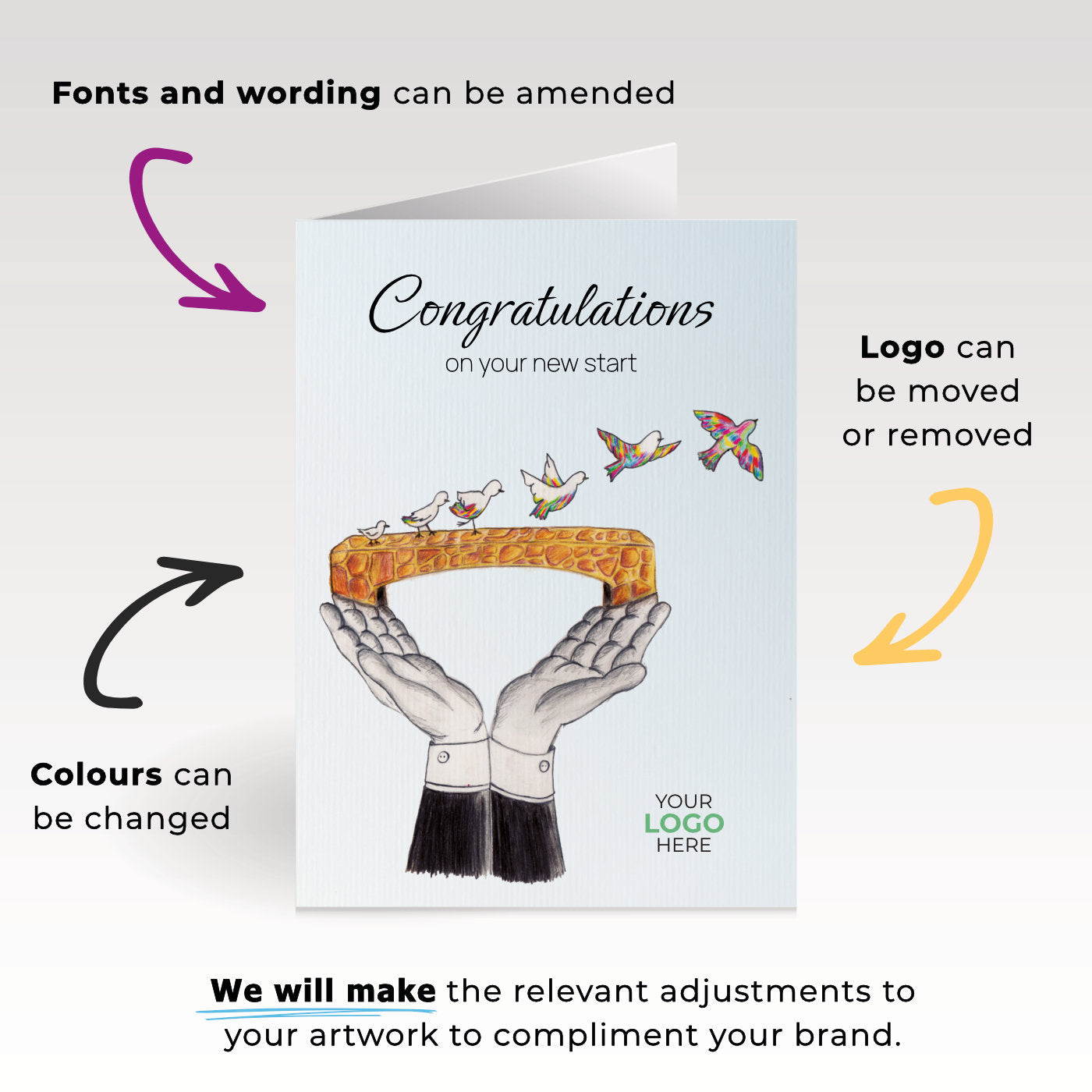 Bridge Birds' Personalised Corporate Branded New Job Greeting Cards image 1