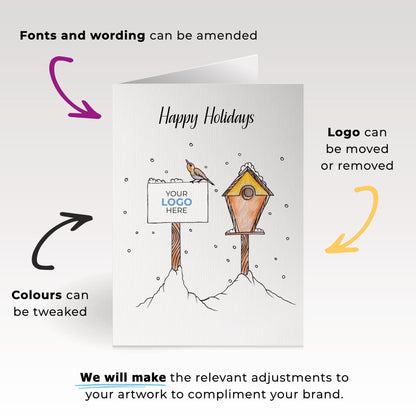 ‘Birds on Post’ Personalised Corporate Branded Property Greeting Cards image 1