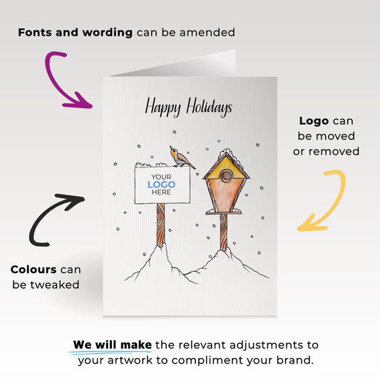 ‘Birds on Post’ Personalised Corporate Branded Property Greeting Cards image 1
