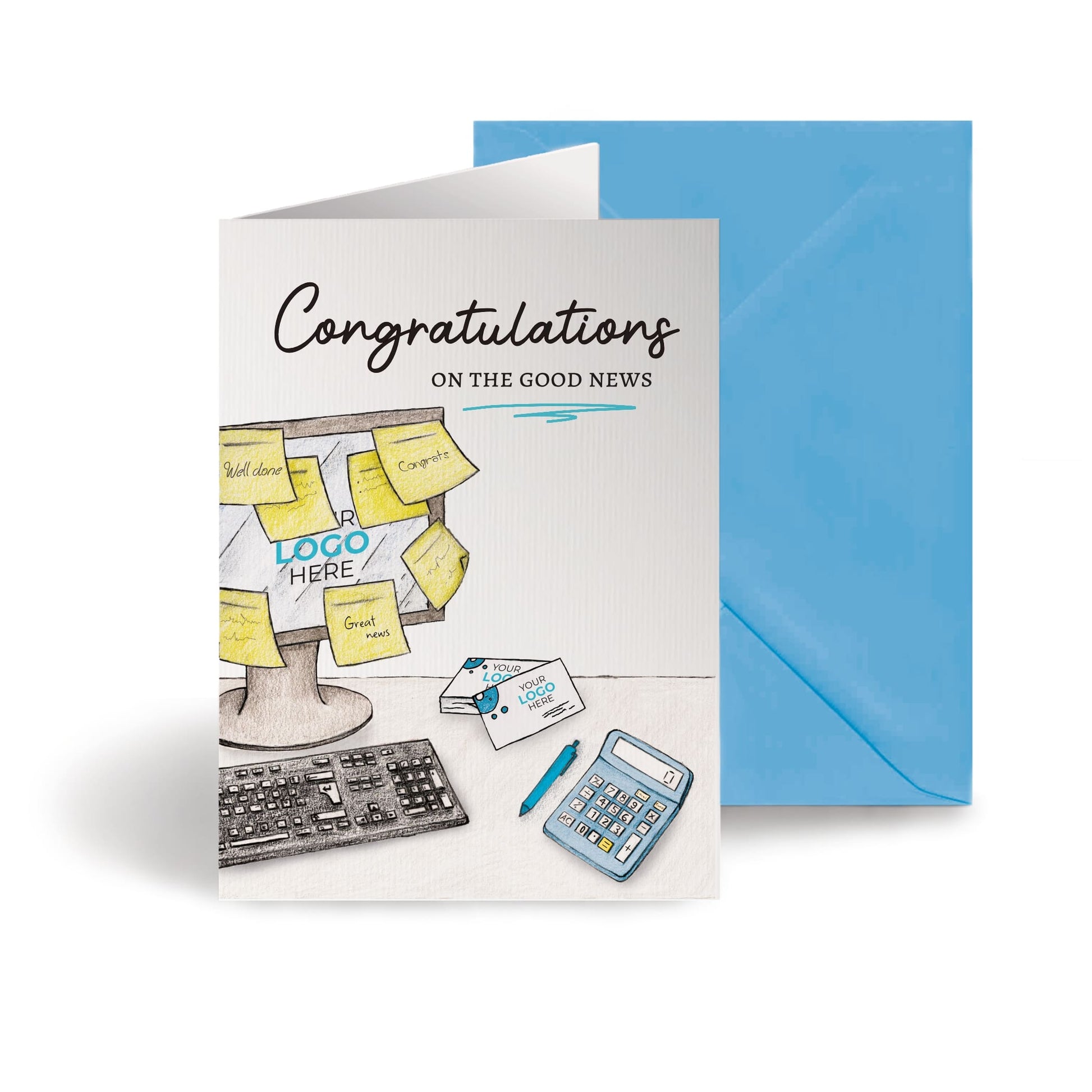 ‘Sticky Notes’ Personalised Corporate Branded New Job Greeting Cards image 0