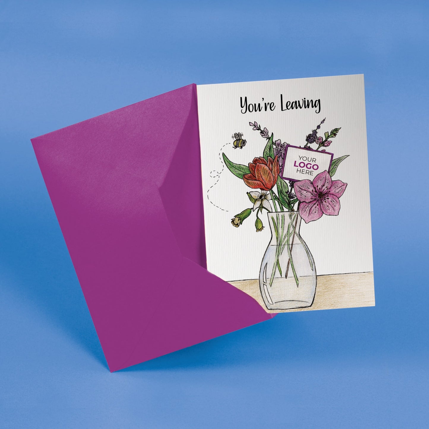 ‘Vase of Flowers’ Personalised Corporate Branded Leaving Greeting Cards image 2