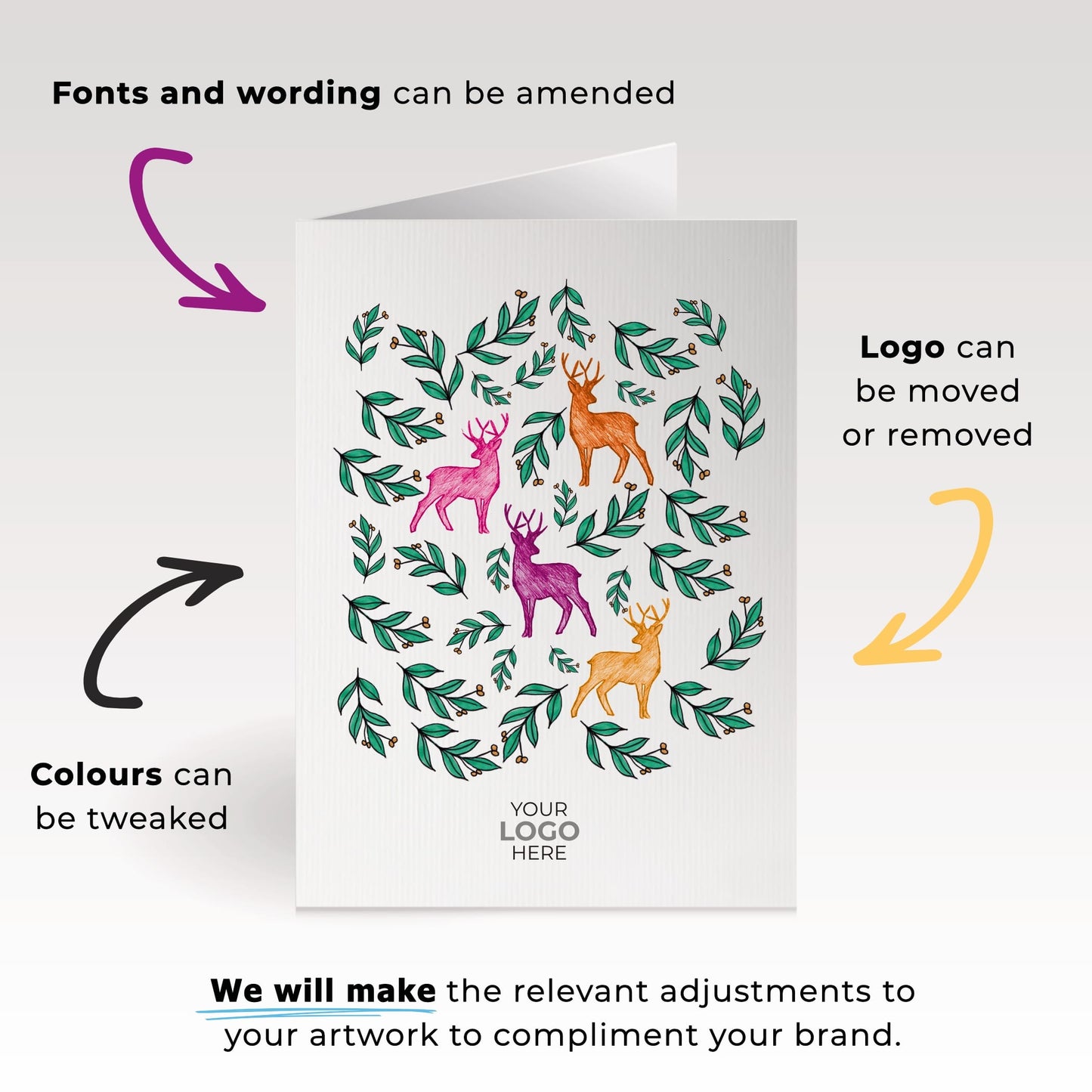 Reindeers And Mistletoe'  Customised Corporate Christmas Cards image 1
