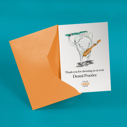 ‘Scrubbing Tooth’ Personalised Corporate Branded Health Care Greeting Cards image 2