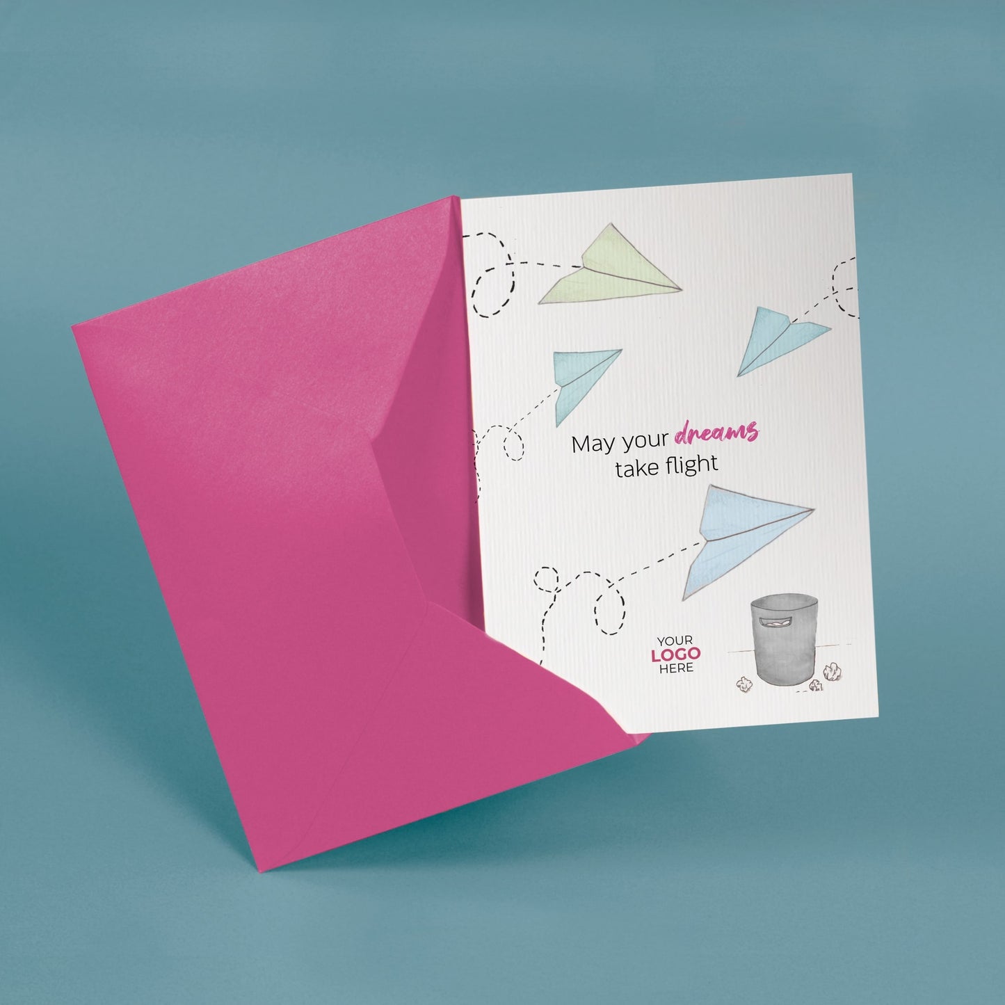 ‘Paper Plane’ Personalised Corporate Branded Coaching Greeting Cards image 2