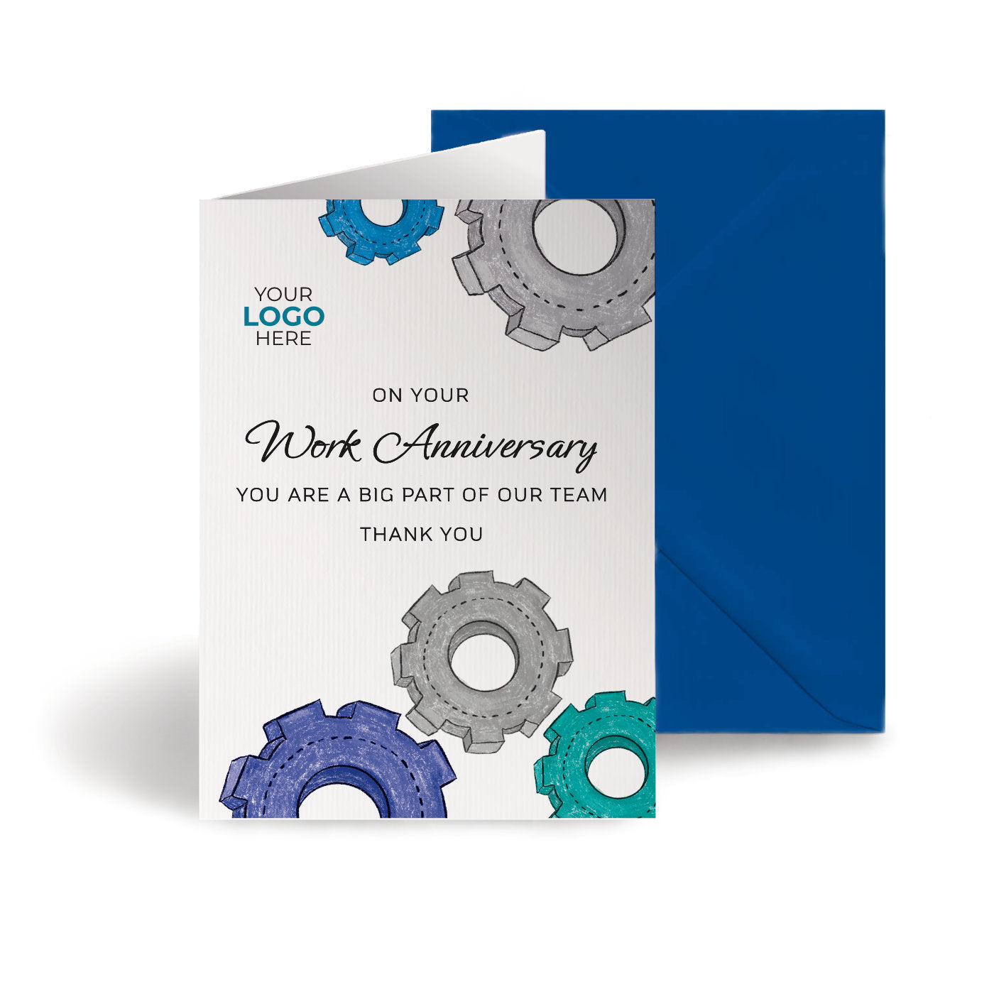 ‘Colourful Cogs’ Personalised Corporate Branded Anniversary Greeting Cards image 0