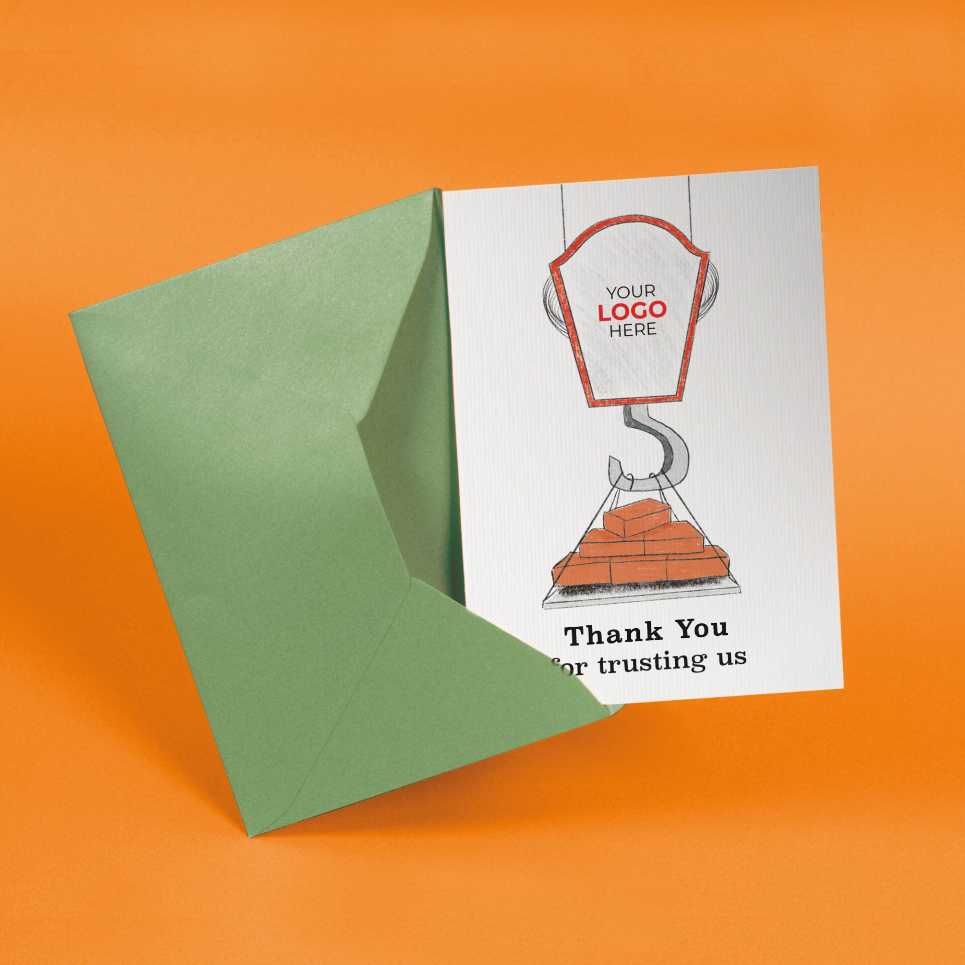 Crane Lifting Bricks’ Personalised Corporate Branded Trades People Greeting Cards image 2