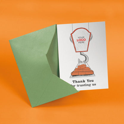 Crane Lifting Bricks’ Personalised Corporate Branded Trades People Greeting Cards image 2