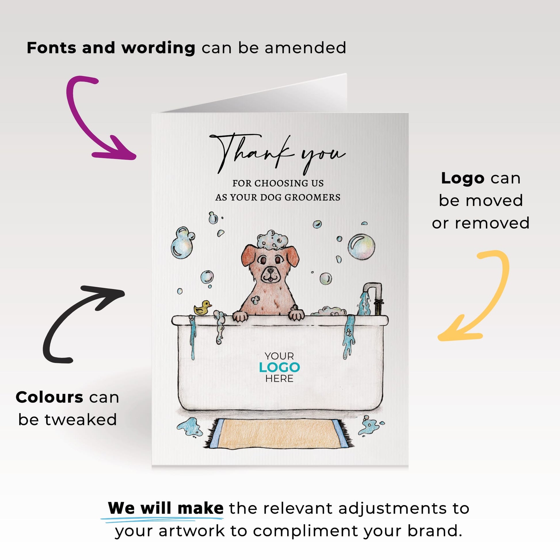 ‘Dog In Bath’ Personalised Corporate Branded All Things Dogs Greeting Cards image 1