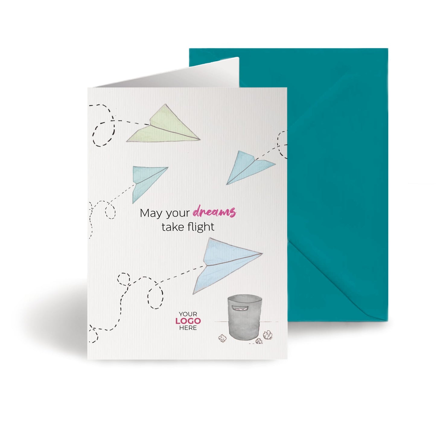 ‘Paper Plane’ Personalised Corporate Branded Coaching Greeting Cards image 0