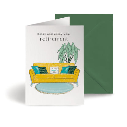 ‘Luxury Sofa’ Personalised Corporate Branded Retirement Greeting Cards image 0