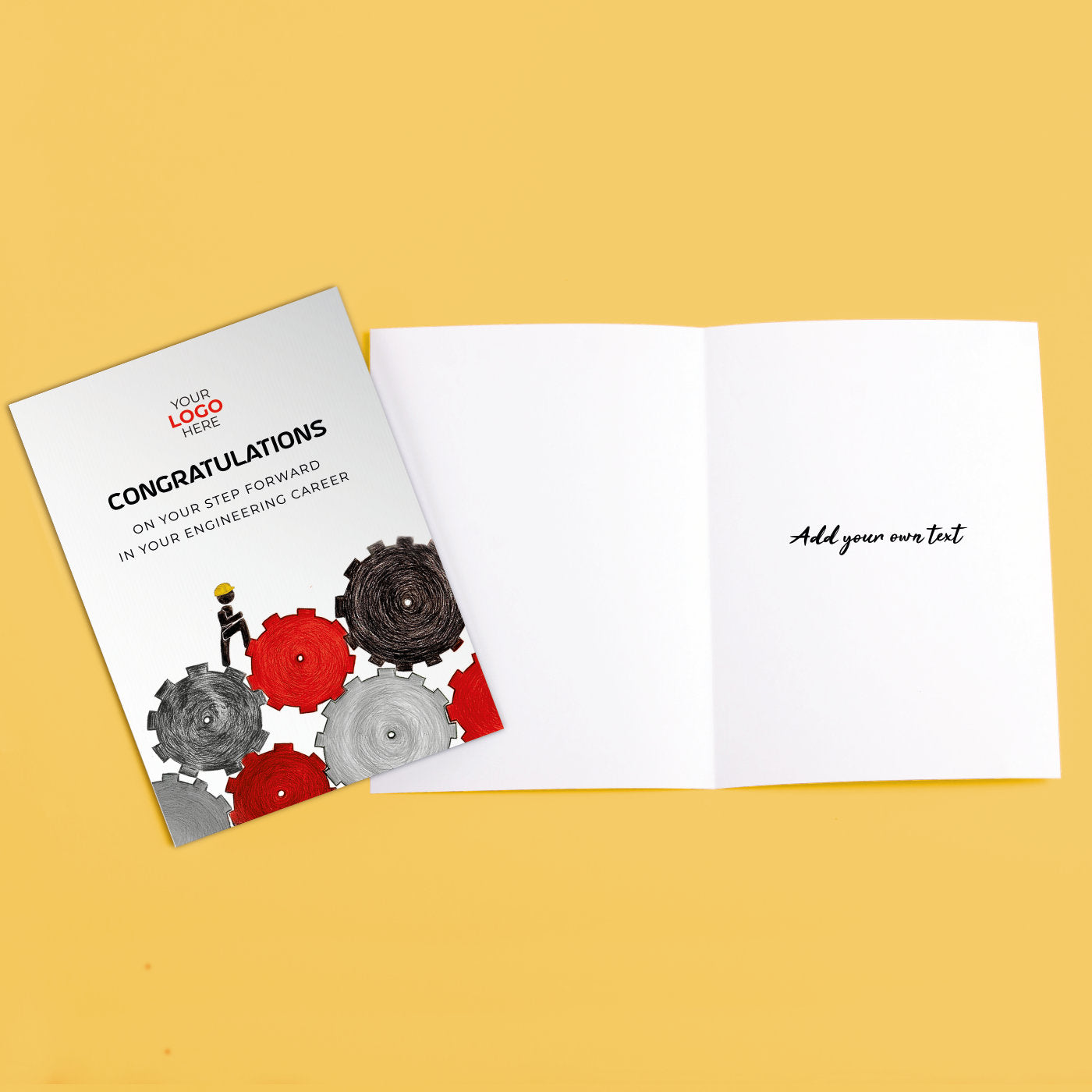 ‘Climbing Cogs’ Personalised Corporate Branded New Job Greeting Cards image 3