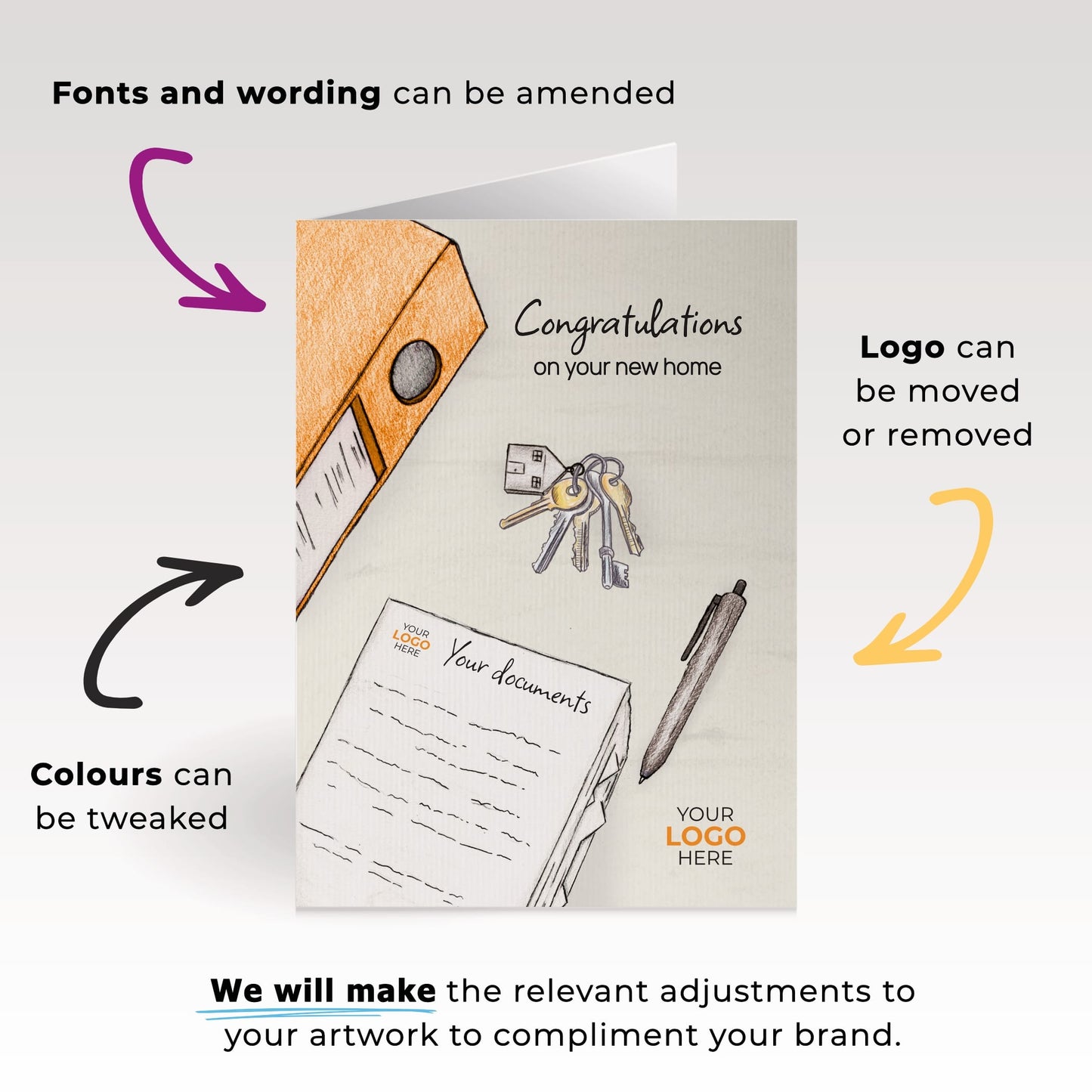 ‘Documents’ Personalised Corporate Branded Property Greeting Cards image 1