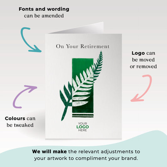 ‘Single Leaf’ Personalised Corporate Branded Retirement Greeting Cards image 1
