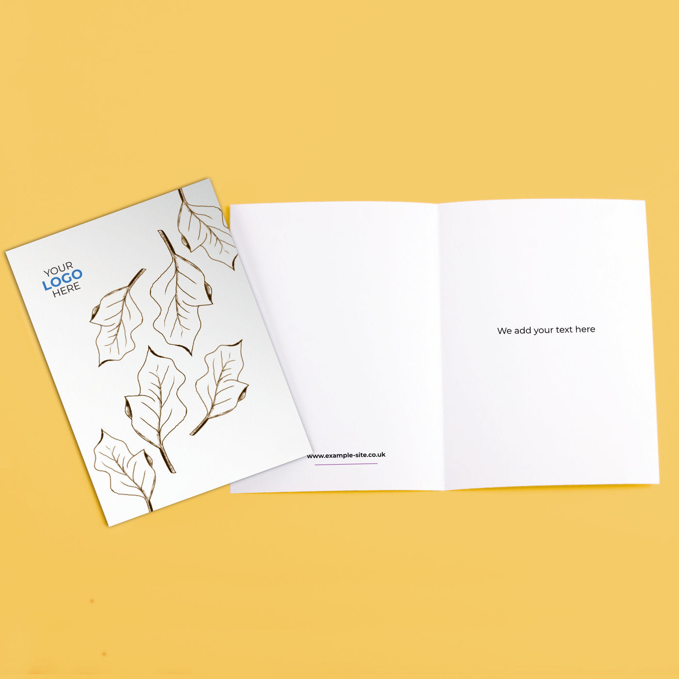 ‘Leaf Pattern' Personalised Corporate Branded Floral Greeting Cards image 3
