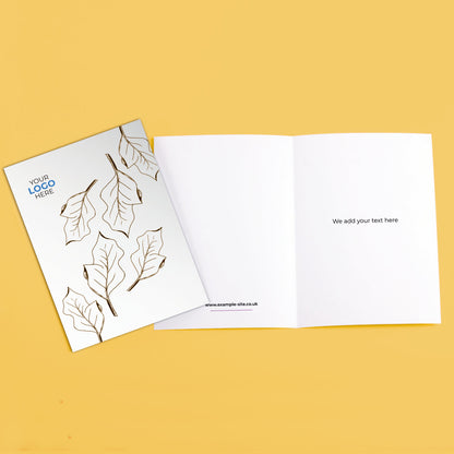 ‘Leaf Pattern' Personalised Corporate Branded Floral Greeting Cards image 3