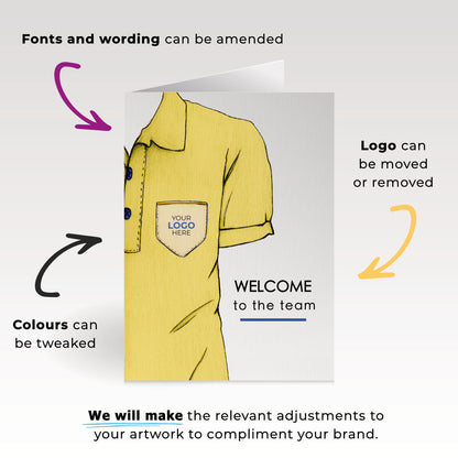 ‘Casual T-shirt’ Personalised Corporate Branded Welcome Greeting Cards image 1