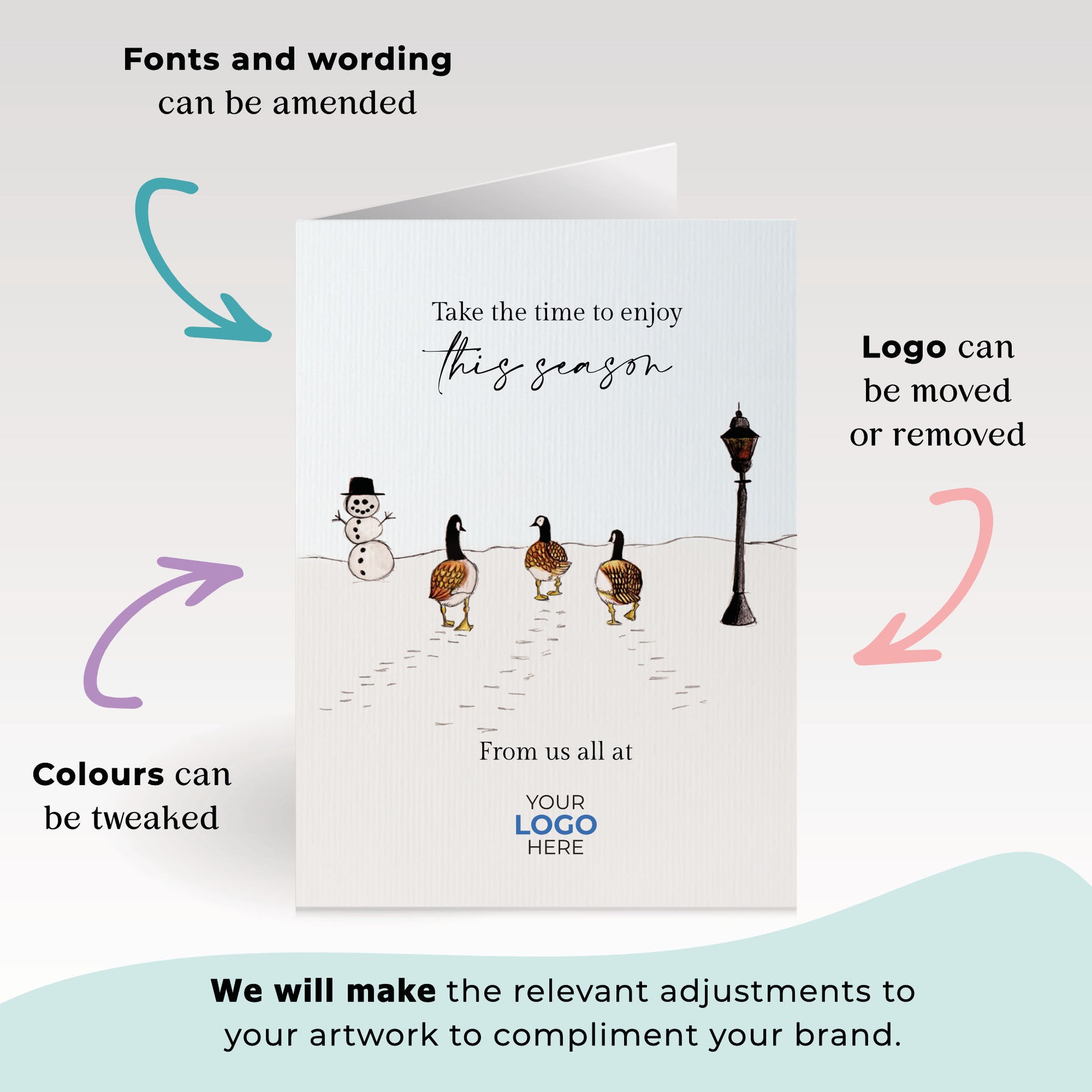 ‘Geese Walking Away’  Customised Corporate Christmas Cards image 2