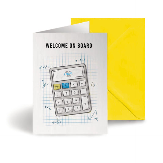 ‘Calculator’ Personalised Corporate Branded Welcome Greeting Cards image 0