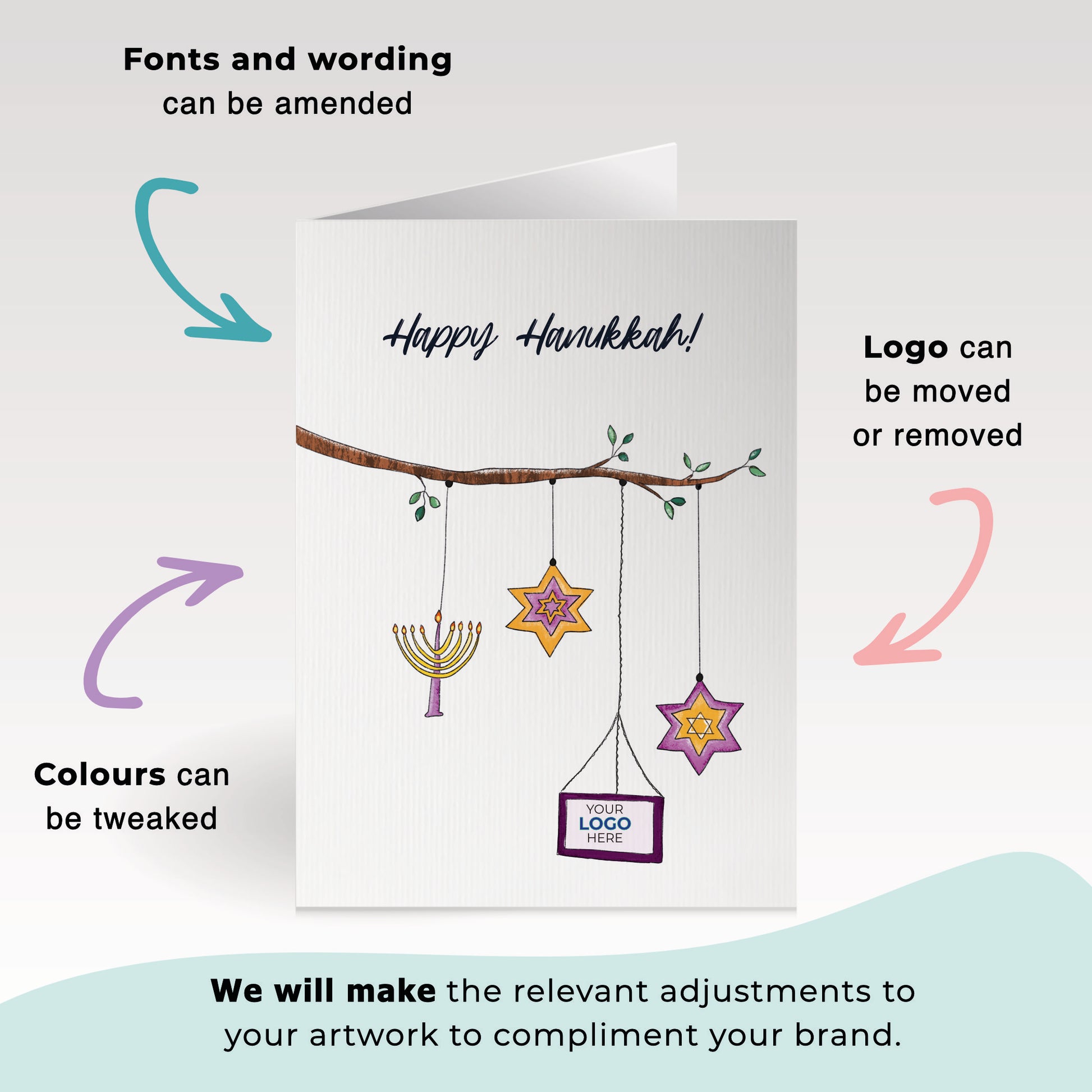 Hanukkah Branch' Business Religious Festival Cards image 2