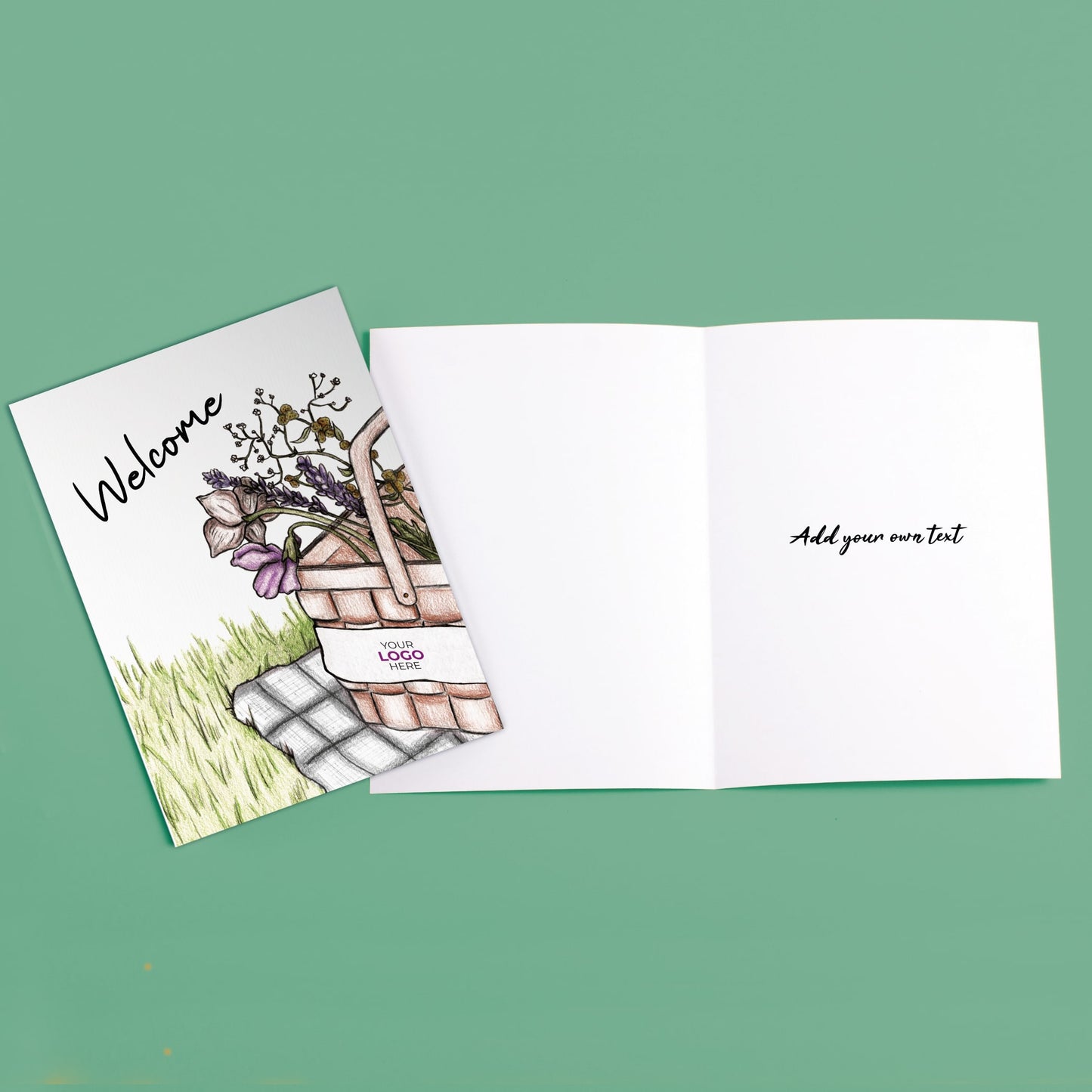 ‘Picnic Basket’ Personalised Corporate Branded Welcome Greeting Cards image 3