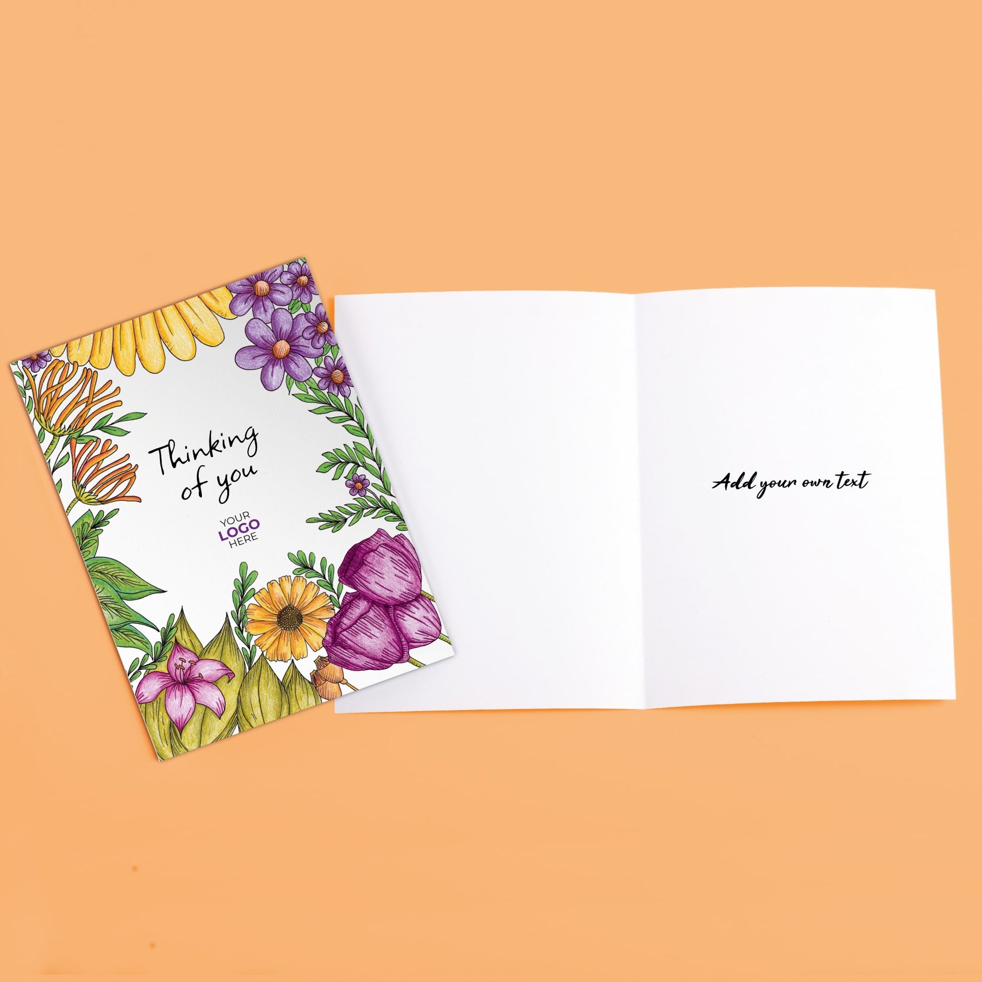 ‘Floral Garden’ Personalised Corporate Branded Thinking of You Greeting Cards image 3