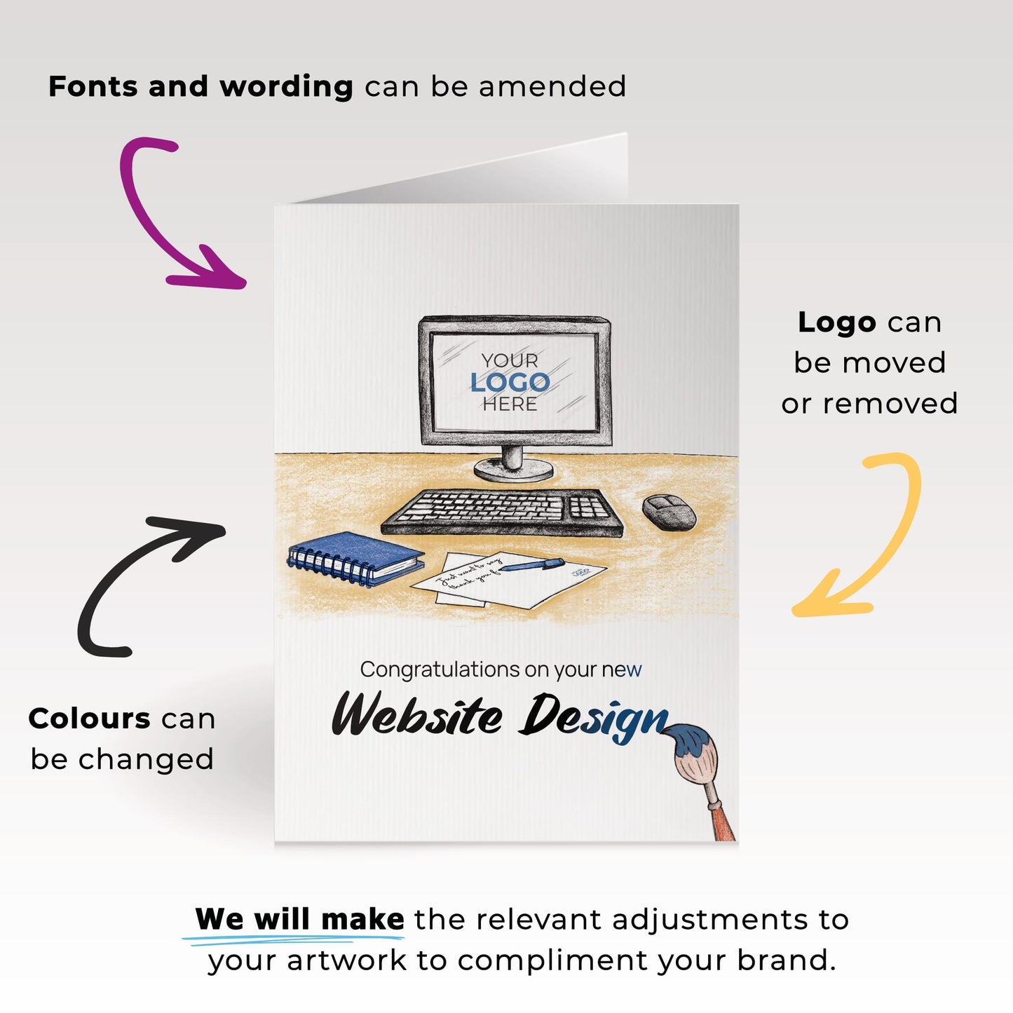 ‘Computer Desk’ Personalised Corporate Branded Creative Industries Greeting Cards image 1