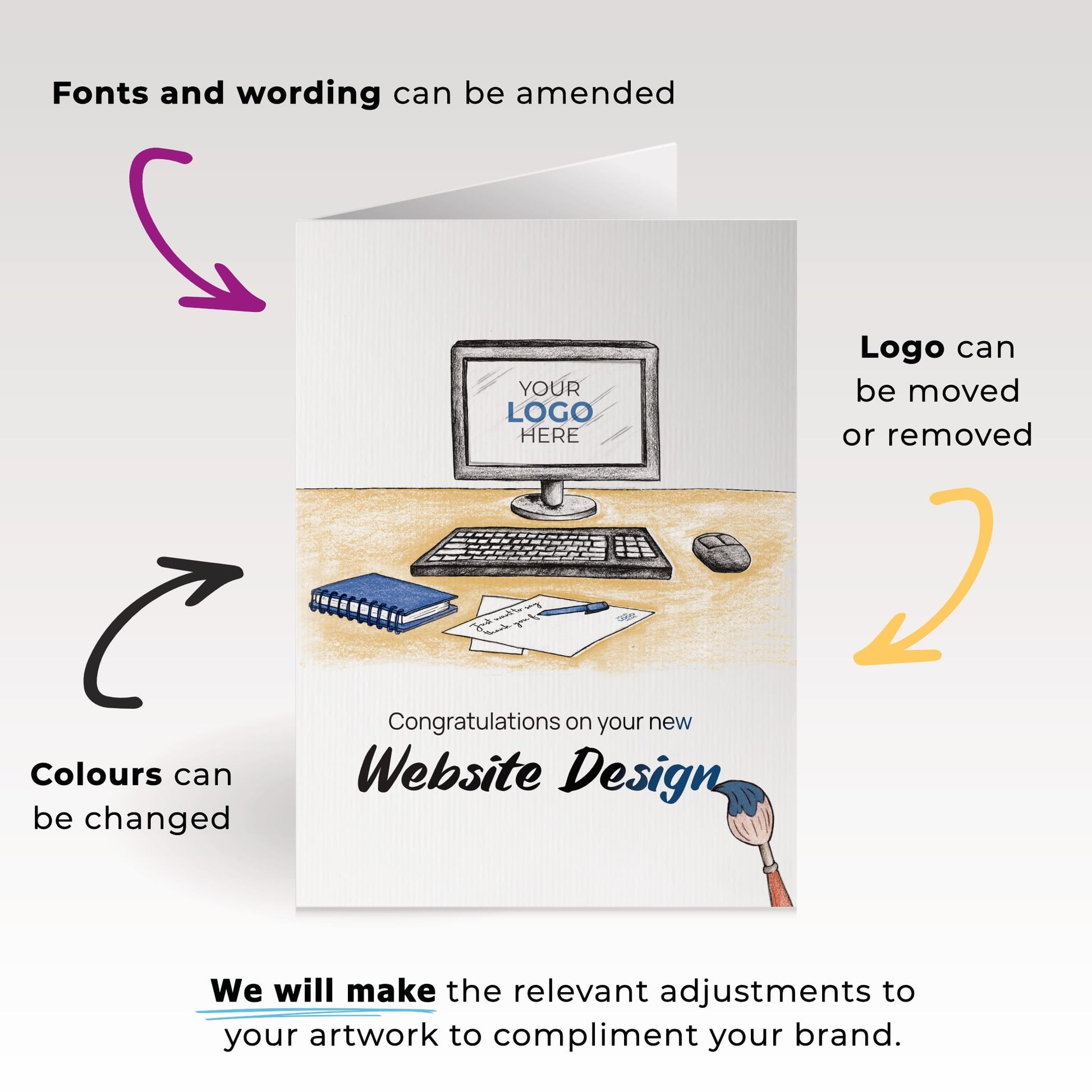 ‘Computer Desk’ Personalised Corporate Branded Creative Industries Greeting Cards image 1